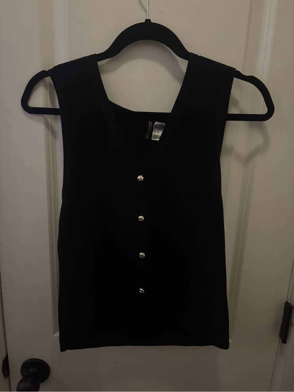 H&M Black V-Neck Buttoned Tank